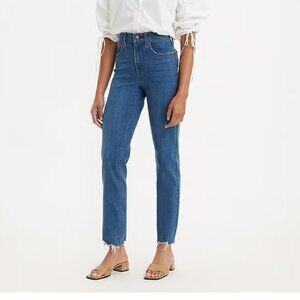 Levi's Premium 724 High Rise Slim Straight Cropped Jeans in Chelsea on the Bias